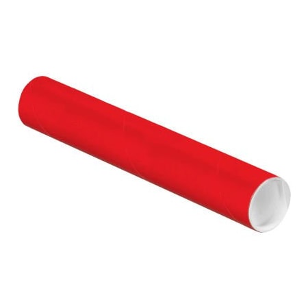The Packaging Wholesalers Colored Mailing Tubes With Caps, 2" Dia. x 12"L, 0.06" Thick, Red, 50/Pack P2012R